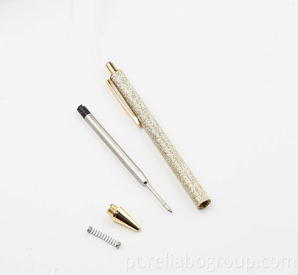 Luxo promocional de metal glitter ballpoint canetas retrátil caneta de esferográfica metálica metálica